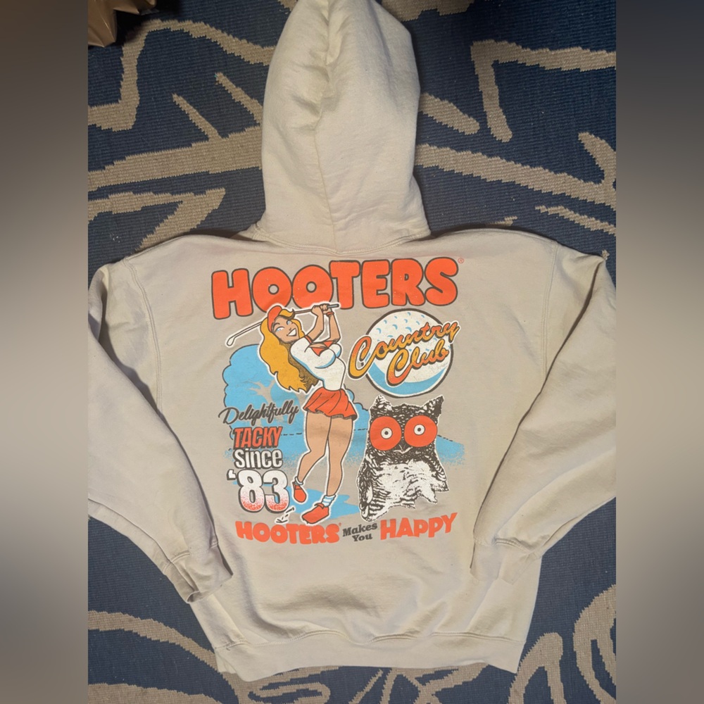 Hooters Cream Hoodie with Logo
